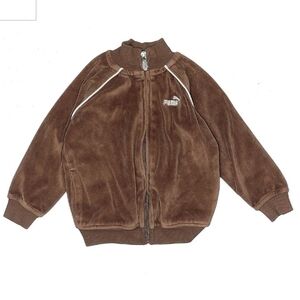 Vintage Y2K Puma Brown Velour Toddler Zip-Up Track Jacket 18M Warm Fall Winter